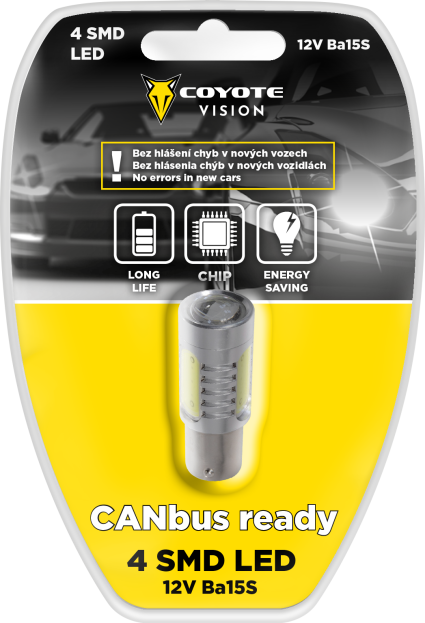 Žárovka 12V LED 4 SMD Ba15S CAN-BUS COYOTE VISION