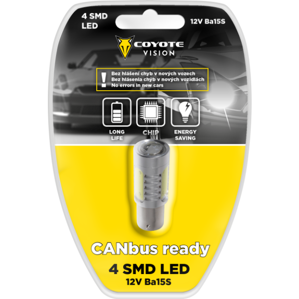 Žárovka 12V LED 4 SMD Ba15S CAN-BUS COYOTE VISION