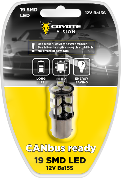 Žárovka 12V LED 19 SMD Ba15S CAN-BUS COYOTE VISION