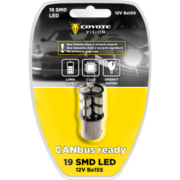 Žárovka 12V LED 19 SMD Ba15S CAN-BUS COYOTE VISION