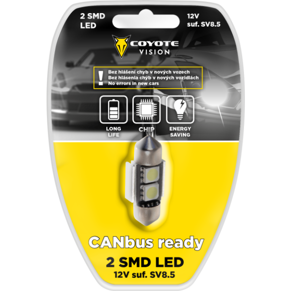 Žárovka 12V LED 2 SMD sufitová SV8.5 CAN-BUS COYOTE VISION