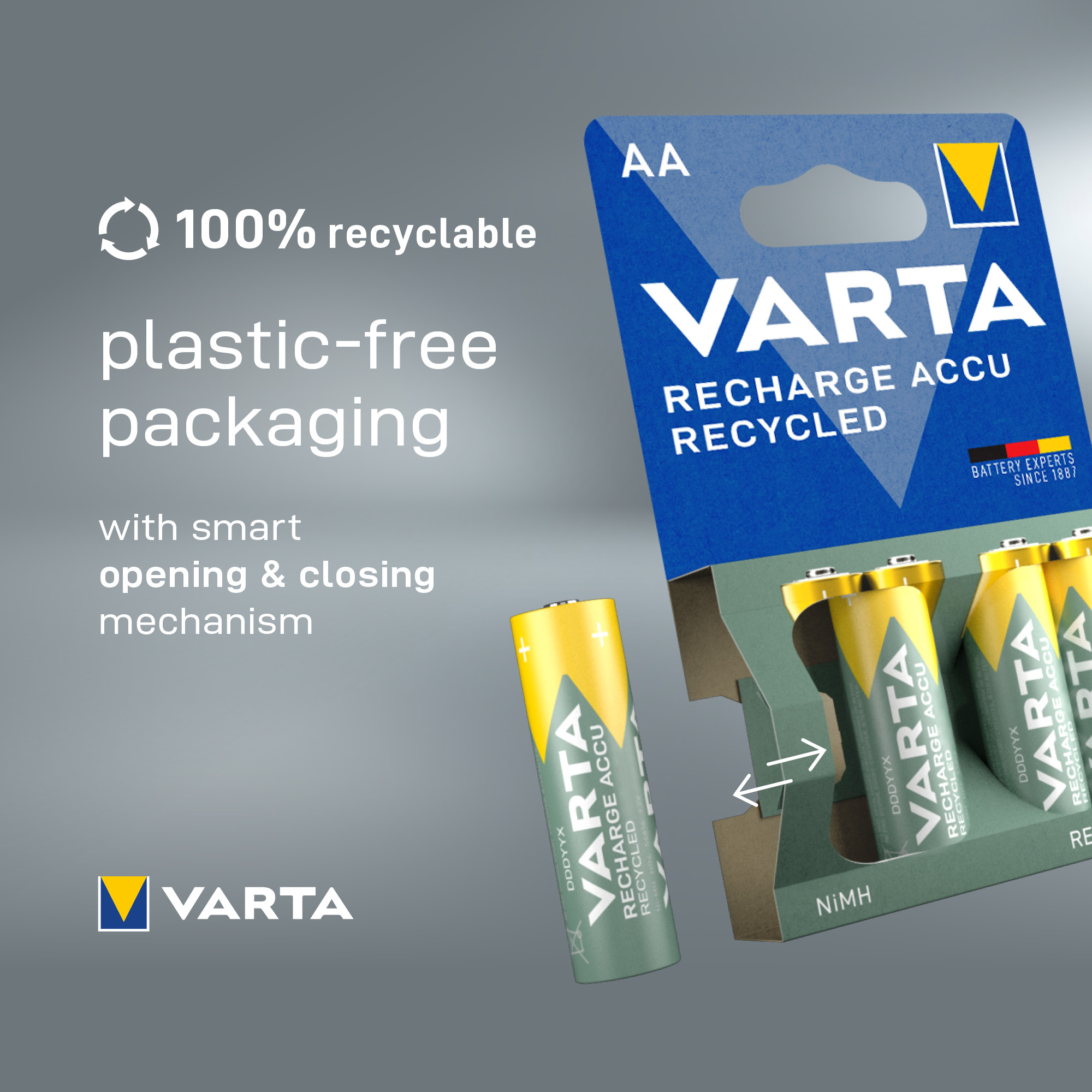 Nabíjecí baterie VARTA Recharge Accu Recycled 4 AA 2100 mAh