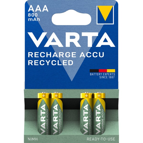 Nabíjecí baterie VARTA Recharge Accu Recycled 4 AAA 800 mAh